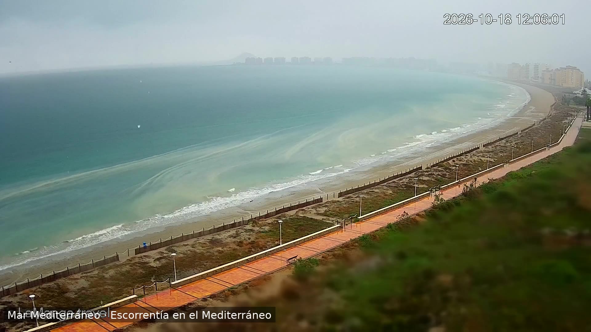 El agua de lluvia llega al mar · Mar Mediterráneo, La Manga del Mar Menor, 18 de octubre de 2026