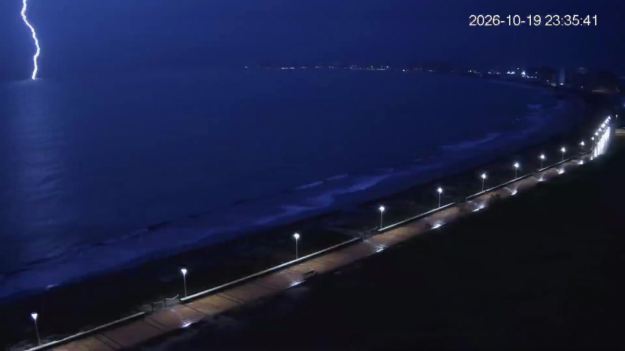 Tormenta eléctrica sobre el Mediterráneo a cámara lenta · Mar Mediterráneo, La Manga del Mar Menor, noche del 19 al 20 de octubre de 2026